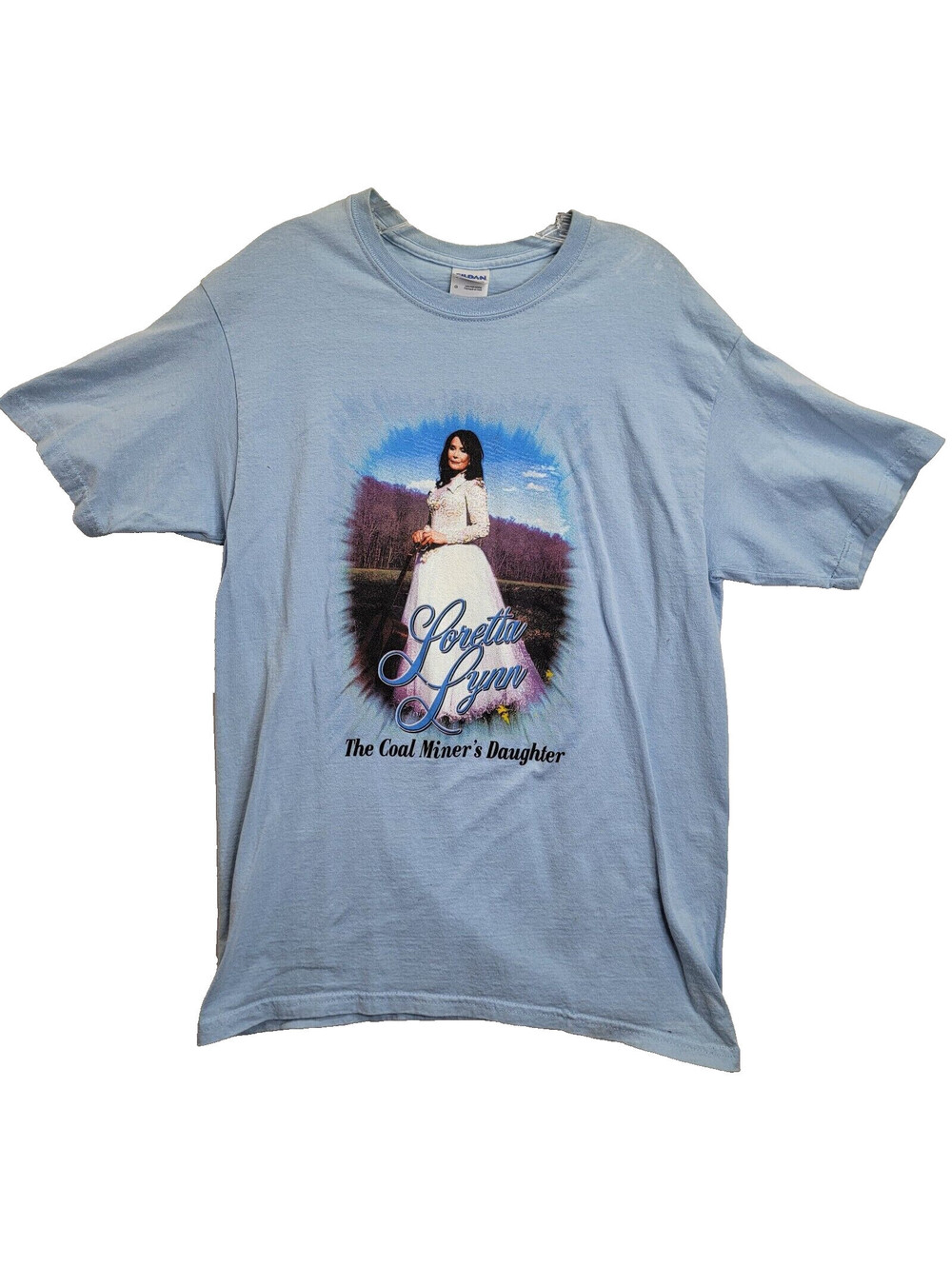 Loretta Lynn SZ XL Powder Blue Coal Miners Daughter T Shirt Gildan Tag